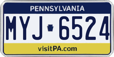 PA license plate MYJ6524