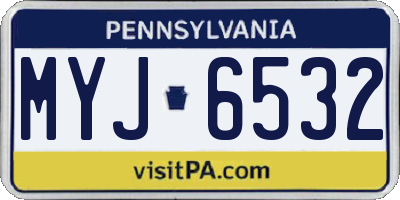 PA license plate MYJ6532