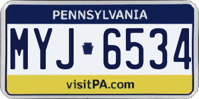 PA license plate MYJ6534