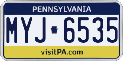 PA license plate MYJ6535