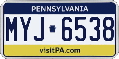 PA license plate MYJ6538