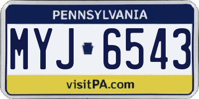 PA license plate MYJ6543