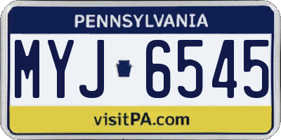 PA license plate MYJ6545
