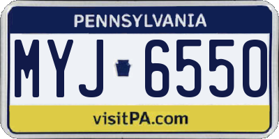 PA license plate MYJ6550