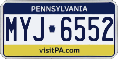 PA license plate MYJ6552