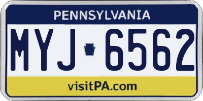 PA license plate MYJ6562