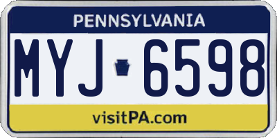 PA license plate MYJ6598