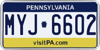 PA license plate MYJ6602