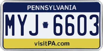 PA license plate MYJ6603