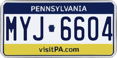 PA license plate MYJ6604