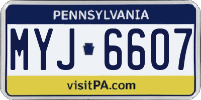 PA license plate MYJ6607