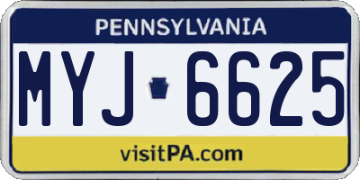 PA license plate MYJ6625