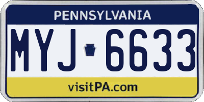 PA license plate MYJ6633