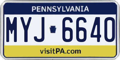 PA license plate MYJ6640