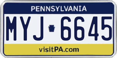PA license plate MYJ6645