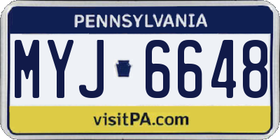 PA license plate MYJ6648