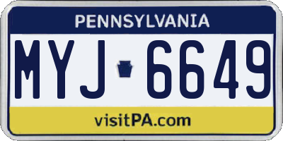 PA license plate MYJ6649