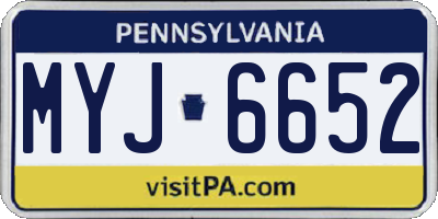 PA license plate MYJ6652
