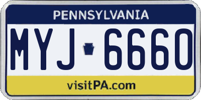 PA license plate MYJ6660
