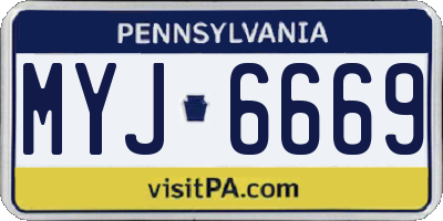 PA license plate MYJ6669