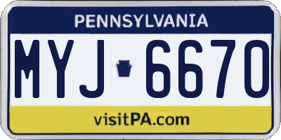PA license plate MYJ6670