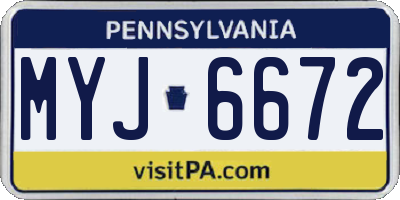 PA license plate MYJ6672