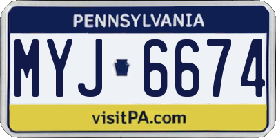 PA license plate MYJ6674