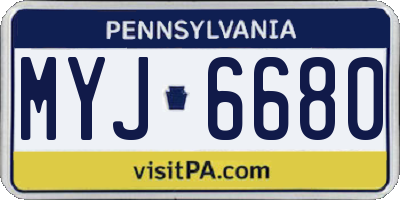 PA license plate MYJ6680
