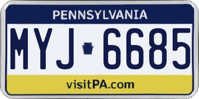 PA license plate MYJ6685