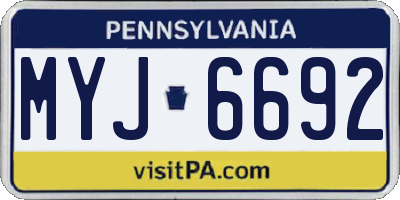 PA license plate MYJ6692