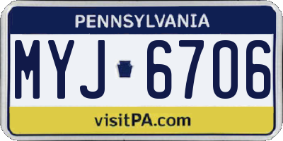 PA license plate MYJ6706