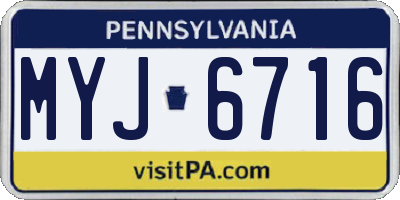 PA license plate MYJ6716