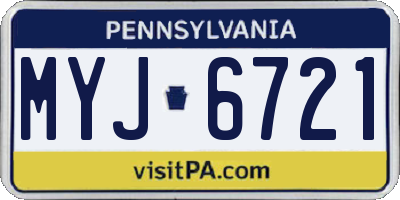 PA license plate MYJ6721