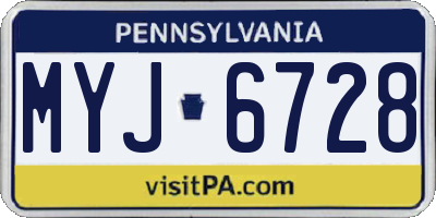 PA license plate MYJ6728