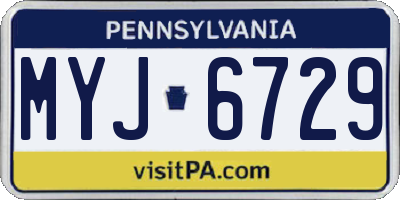 PA license plate MYJ6729
