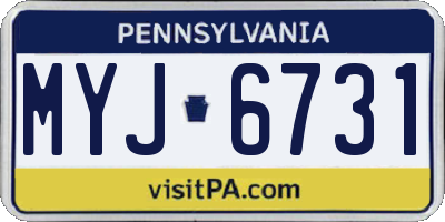 PA license plate MYJ6731
