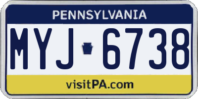PA license plate MYJ6738