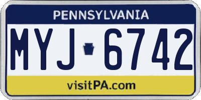 PA license plate MYJ6742
