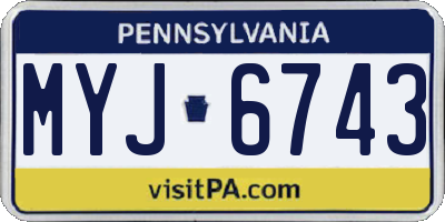 PA license plate MYJ6743