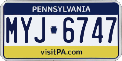 PA license plate MYJ6747