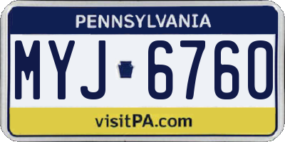 PA license plate MYJ6760