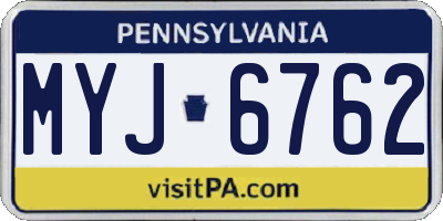 PA license plate MYJ6762