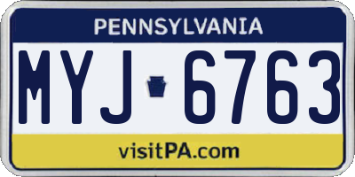 PA license plate MYJ6763