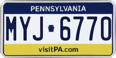 PA license plate MYJ6770