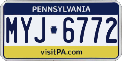 PA license plate MYJ6772