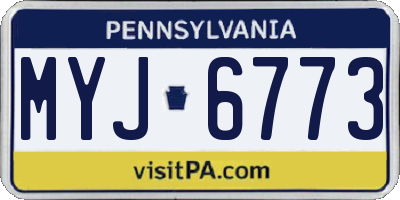 PA license plate MYJ6773