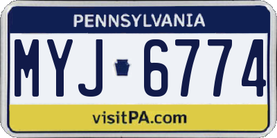 PA license plate MYJ6774