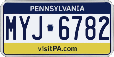 PA license plate MYJ6782