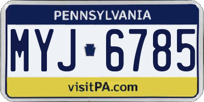 PA license plate MYJ6785