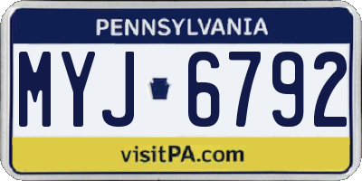 PA license plate MYJ6792